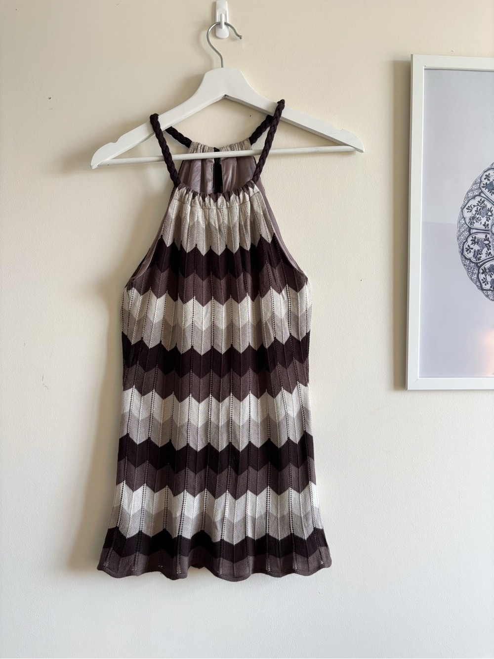 Vintage Le Château Chevron Zig Zag Knit Halter Top Y2K | Tagged XXS, Fits S